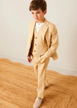 Coats & Jackets | Pepa London Plain Light Linen Blazer in Beige (4-10yrs)