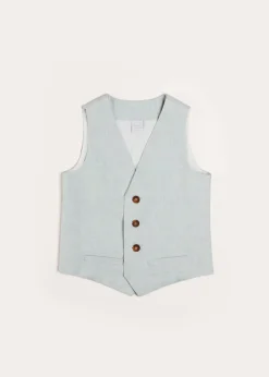 Coats & Jackets | Tops & Shirts | Pepa London Plain Light Linen Vest in Blue (4-10yrs)