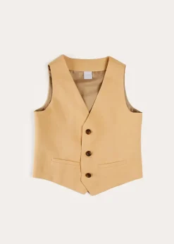 Coats & Jackets | Pepa London Plain Light Linen Vest in Beige (4-10yrs)