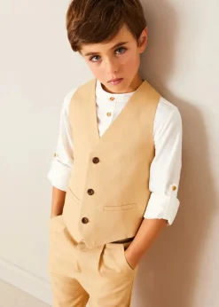 Coats & Jackets | Pepa London Plain Light Linen Vest in Beige (4-10yrs)