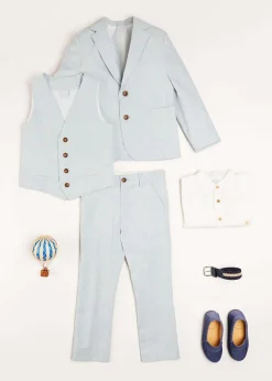 Coats & Jackets | Tops & Shirts | Pepa London Plain Light Linen Vest in Blue (4-10yrs)