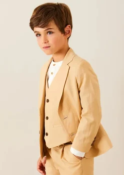 Coats & Jackets | Pepa London Plain Light Linen Vest in Beige (4-10yrs)