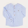 Tops & Shirts | Pepa London Plain Mao Collar Long Sleeve Shirt in Blue (4-10yrs)