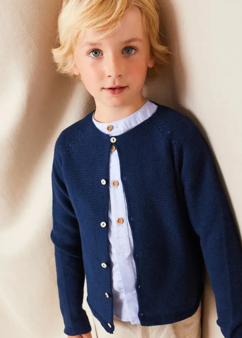 Tops & Shirts | Pepa London Plain Mao Collar Long Sleeve Shirt in Blue (4-10yrs)