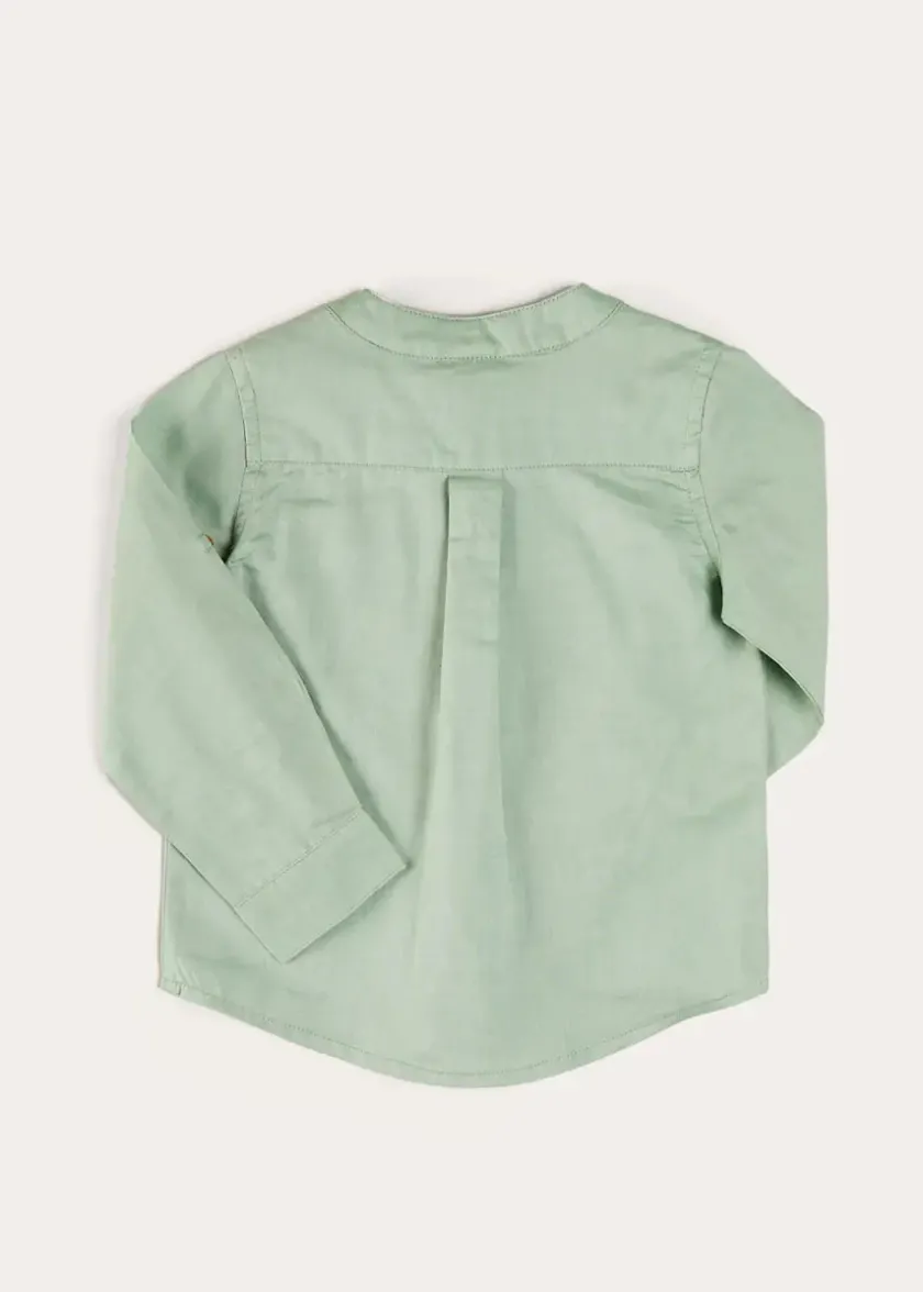 Tops & Shirts | Shirts | Pepa London Plain Mao Collar Long Sleeve Shirt in Green (12mths-10yrs)