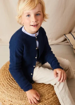 Lookbooks | Pepa London Plain Mao Collar Long Sleeve Shirt in Blue (4-10yrs) | Plain Cardigan in Navy (6mths-10yrs) | Suede Lace-up Espadrilles in Beige (24-35EU) | Cream Boy's Belt