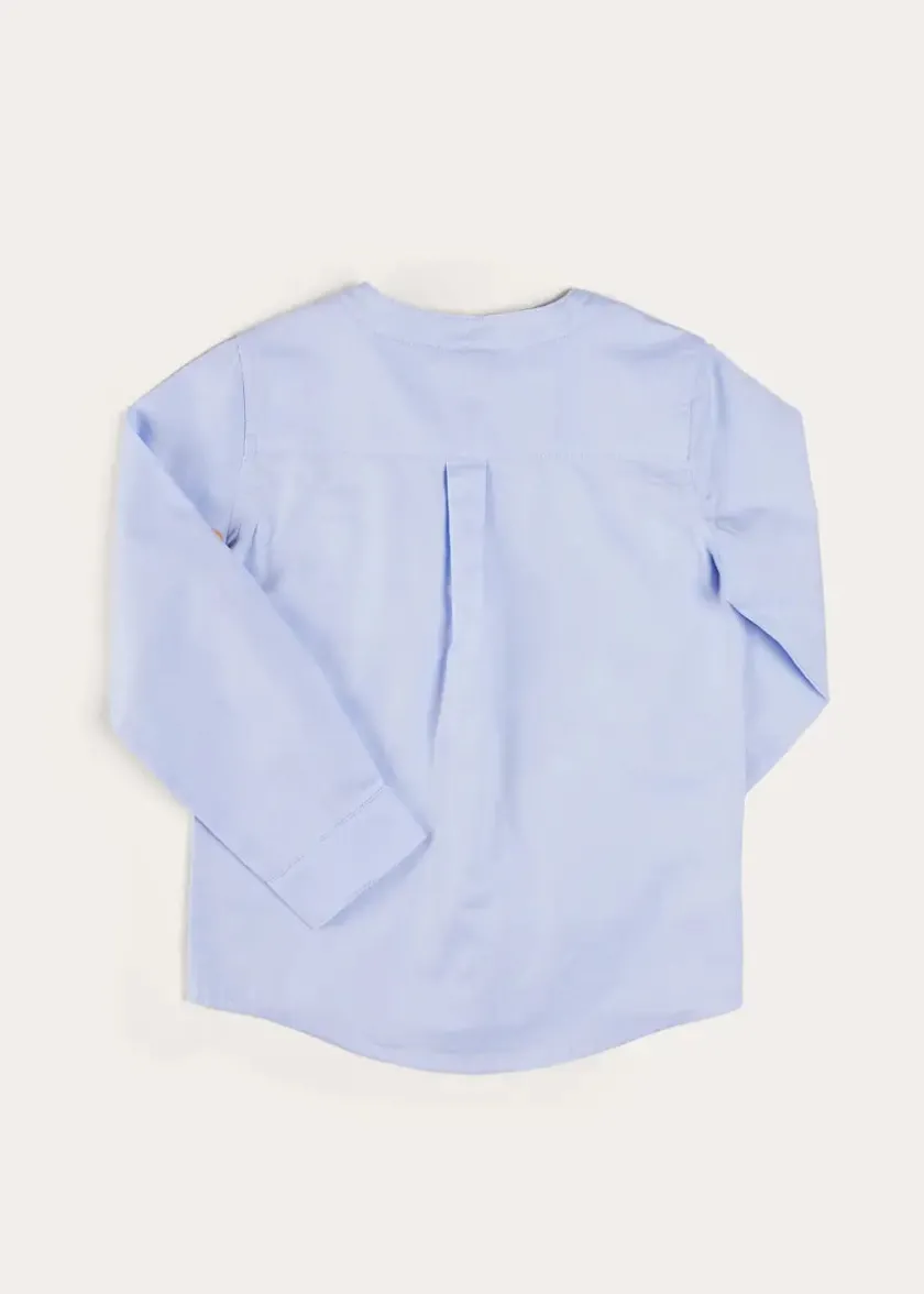 Tops & Shirts | Pepa London Plain Mao Collar Long Sleeve Shirt in Blue (4-10yrs)