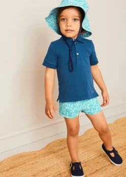 Tops & Shirts | Pepa London Plain Short Sleeve Polo Shirt in Navy (2-10yrs)