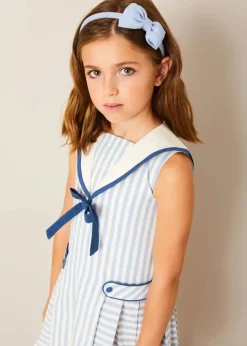 Dresses | Dresses | Pepa London Regency Striped Mariner Collar Pleated Sleeveless Dress in Blue (2-10yrs)