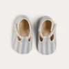 T-bars | T-bar Shoes | Pepa London Regency Striped T-Bar Pram Shoes in Blue (17-20EU)