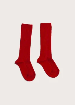 Socks | Socks & Tights | Pepa London Ribbed Knee Socks in Red (0mths-10yrs)