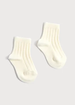 Socks | Socks & Tights | Pepa London Ribbed Short Socks - Cream (0mths-10yrs)