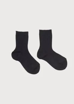 Socks | Socks & Tights | Pepa London Ribbed short socks - Navy (0mths-10yrs)