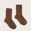 Socks | Socks & Tights | Pepa London Ribbed Short Socks in Chocolate Brown (0mths-10yrs)