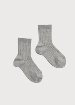 Socks | Socks & Tights | Pepa London Ribbed Short Socks in Grey (0mths-10yrs)