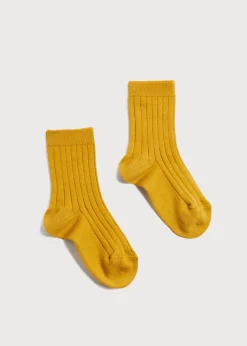 Socks | Socks & Tights | Pepa London Ribbed Short Socks In Mustard (3mths-10yrs)