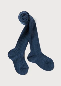 Socks & Tights | Socks & Tights | Pepa London Ribbed Tights in Denim (0mths-10yrs)