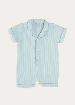 Nightwear | All In Ones | Pepa London Rochester Striped All-In-One Pyjamas in Green (9mths-2yrs)