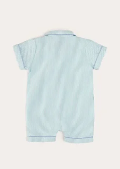 Nightwear | All In Ones | Pepa London Rochester Striped All-In-One Pyjamas in Green (9mths-2yrs)