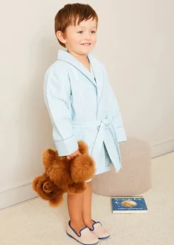 Lookbooks | Pepa London Rochester Striped Short Sleeve Pyjamas in Green (18mths-10yrs) | Rochester Striped Dressing Gown in Green (18mths-10yrs) | Linen Slippers With Contrast Piping in Cream (24-35EU) | Goodnight Winnie Pooh Book in Navy