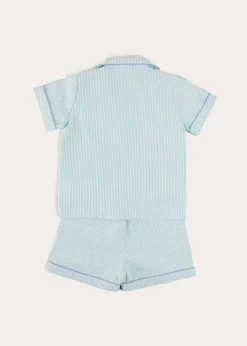Nightwear | Nightwear | Pepa London Rochester Striped Short Sleeve Pyjamas in Green (18mths-10yrs)
