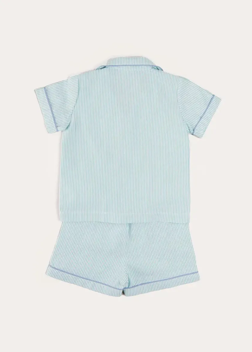 Nightwear | Nightwear | Pepa London Rochester Striped Short Sleeve Pyjamas in Green (18mths-10yrs)