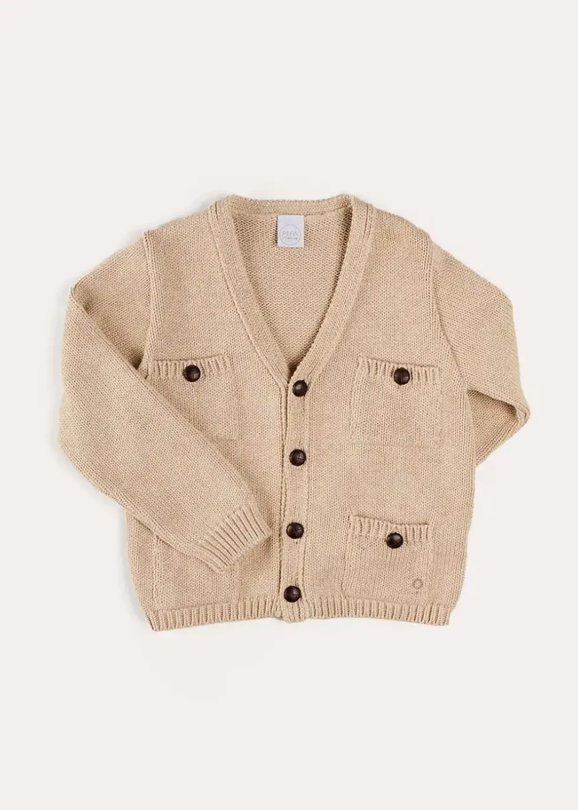 Knitwear & Cardigans | Pepa London Safari Button Detail Cardigan in Camel (4-10yrs)
