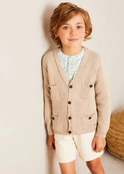 Lookbooks | Pepa London Safari Button Detail Cardigan in Camel (4-10yrs) | Maxwell Gingham Mao Collar Long Sleeve Shirt in Green (3-10yrs) | Plain Cotton Shorts in White (4-10yrs) | Suede Lace-up Espadrilles in Beige (24-35EU) | The Christopher Robin Collection Book