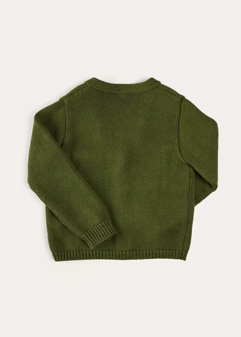 Knitwear & Cardigans | Pepa London Safari Button Detail Cardigan in Green (4-10yrs)