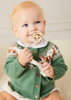 Knitwear & Cardigans | Knitwear & Cardigans | Pepa London Safari Intarsia Cardigan in Green (6mths-6yrs)