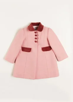 Coats & Jackets | Coats & Jackets | Pepa London Single Breasted Scallop Detail Coat in Pink (2-10yrs)