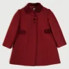 Coats & Jackets | Coats & Jackets | Pepa London Single Breasted Scallop Detail Coat In Burgundy (12mths-10yrs)