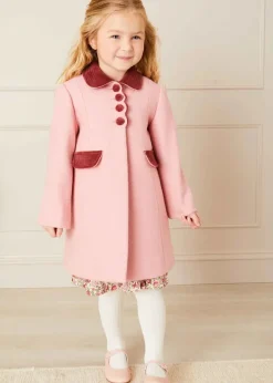 Coats & Jackets | Coats & Jackets | Pepa London Single Breasted Scallop Detail Coat in Pink (2-10yrs)