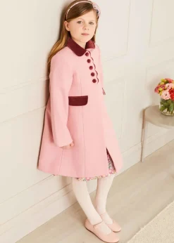 Coats & Jackets | Coats & Jackets | Pepa London Single Breasted Scallop Detail Coat in Pink (2-10yrs)