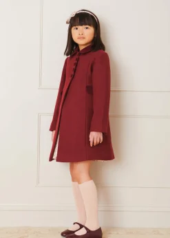 Coats & Jackets | Coats & Jackets | Pepa London Single Breasted Scallop Detail Coat In Burgundy (12mths-10yrs)
