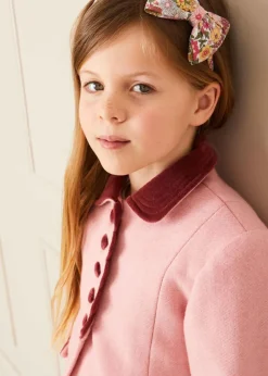 Coats & Jackets | Coats & Jackets | Pepa London Single Breasted Scallop Detail Coat in Pink (2-10yrs)