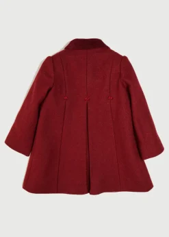 Coats & Jackets | Coats & Jackets | Pepa London Single Breasted Scallop Detail Coat In Burgundy (12mths-10yrs)