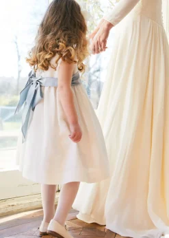 Dresses | Dresses | Pepa London Sleeveless Ivory Flower Girl Dress with Blue Silk Sash (6mths-10yrs)