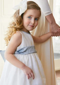 Dresses | Dresses | Pepa London Sleeveless Ivory Flower Girl Dress with Blue Silk Sash (6mths-10yrs)