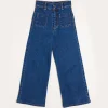 Trousers | Pepa London Soft Denim Wide Leg Trousers in Denim Blue (3-10yrs)