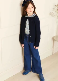 Trousers | Pepa London Soft Denim Wide Leg Trousers in Denim Blue (3-10yrs)