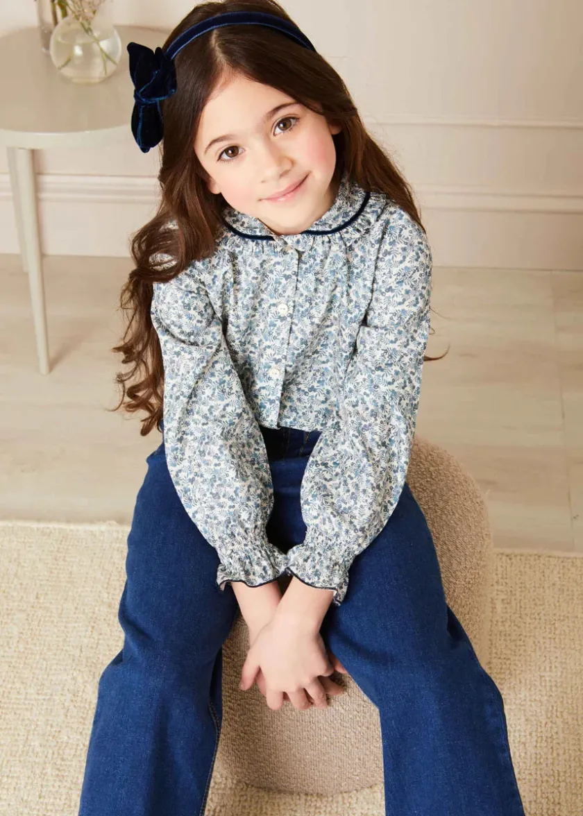 Trousers | Pepa London Soft Denim Wide Leg Trousers in Denim Blue (3-10yrs)