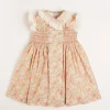 Dresses | Dresses | Pepa London Sophie Floral Print Hand Smocked Double Breasted Dress in Peach (12mths-10yrs)