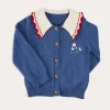 Knitwear & Cardigans | Knitwear & Cardigans | Pepa London Statement Collar Floral Embroidery Cardigan in Navy (2-10yrs)