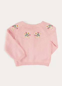 Knitwear & Cardigans | Knitwear & Cardigans | Pepa London Strawberry Embroidery Cardigan in Pink (12mths-6yrs)