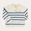 Knitwear & Cardigans | Knitwear & Cardigans | Pepa London Striped Crewneck Button Detail Jumper in Blue (12mths-10yrs)