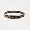 Belts & Braces | Pepa London Striped Leather Braided Belt in Blue (XS-S)