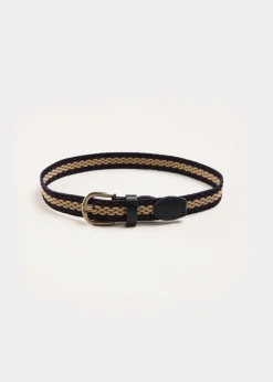 Belts & Braces | Pepa London Striped Leather Braided Belt in Blue (XS-S)