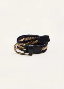 Belts & Braces | Pepa London Striped Leather Braided Belt in Blue (XS-S)