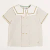 Tops & Shirts | Shirts | Pepa London Striped Mariner Collar Short Sleeve Shirt in Beige (12mths-6yrs)